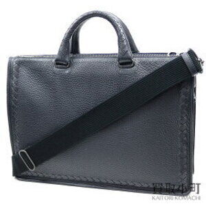 Bottega Veneta Dark Navy Blue Cervo Intrecciato Briefcase Shoulder Bag Business